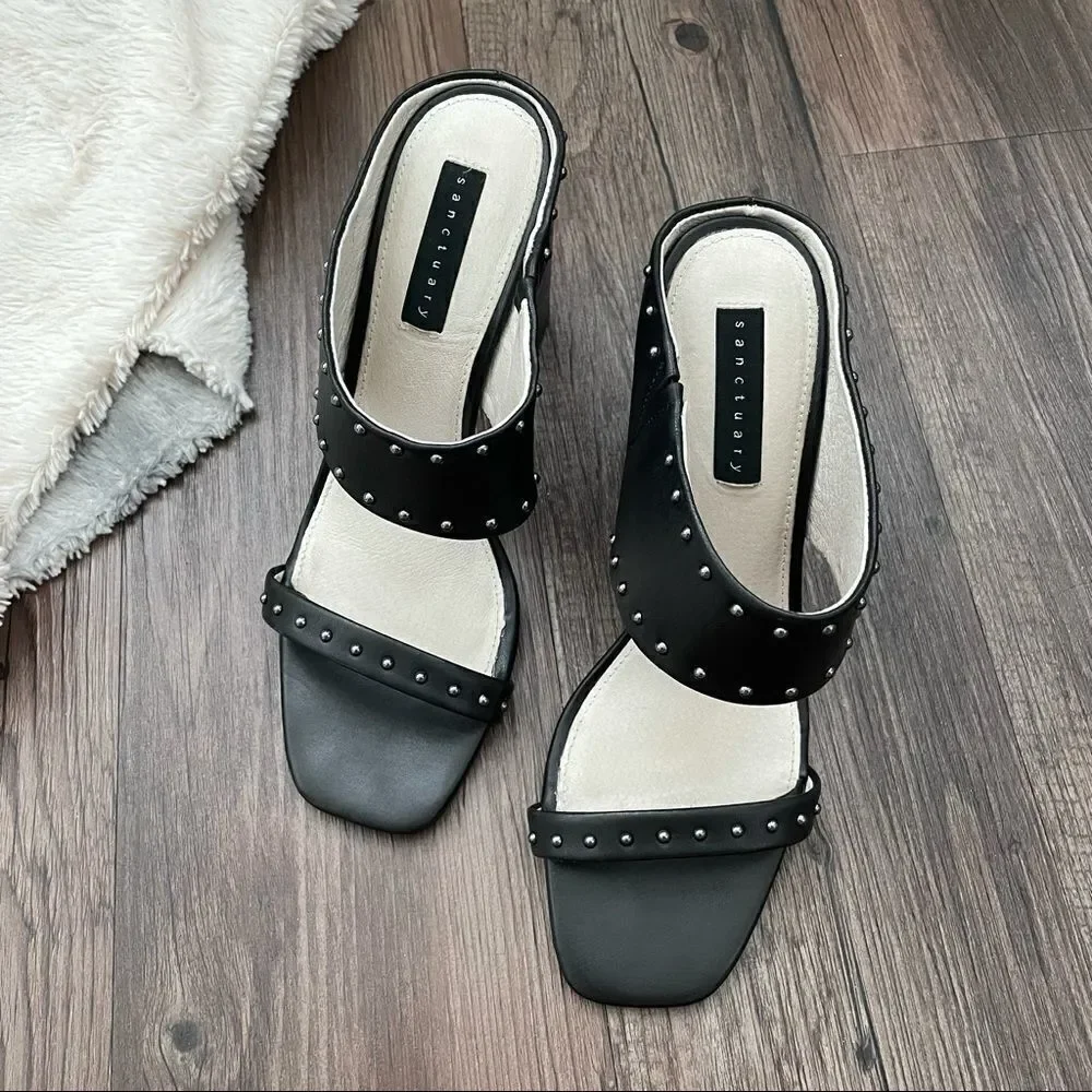 𝅺sanctuary Black Spears Studded Slide Sandal Size 8.5